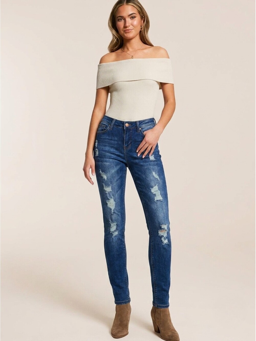 Hippie Laundry Mid Rise Skinny Distressed Jeans Women's Size